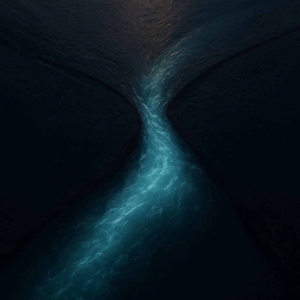 Two aerial river channels merging into one golden stream on dark terrain — The Matchbox sales and marketing alignment brand image